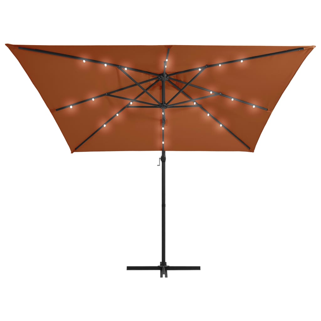 Cantilever Garden Parasol with LED lights Terracotta 250x250 cm