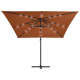 Cantilever Garden Parasol with LED lights Terracotta 250x250 cm