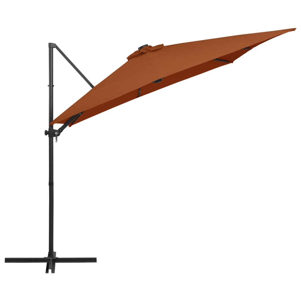 Cantilever Garden Parasol with LED lights Terracotta 250x250 cm