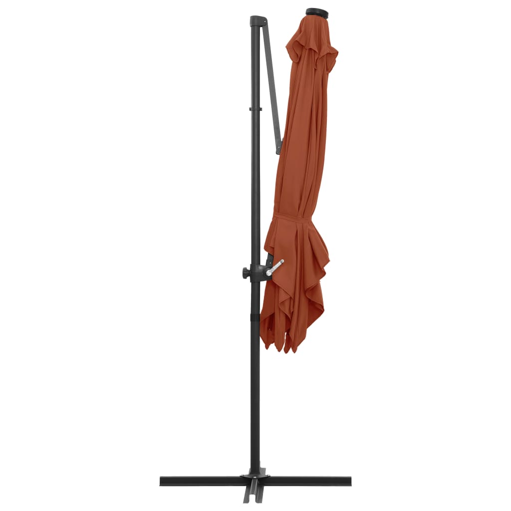 Cantilever Garden Parasol with LED lights Terracotta 250x250 cm