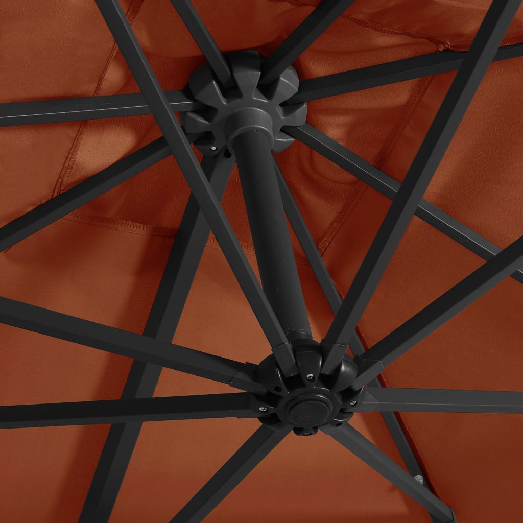 Cantilever Garden Parasol with LED lights Terracotta 250x250 cm
