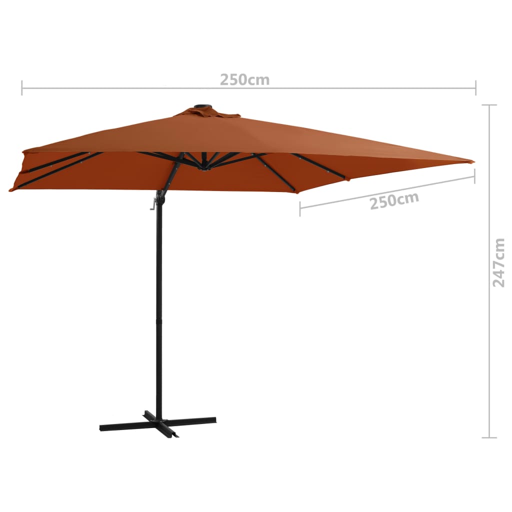 Cantilever Garden Parasol with LED lights Terracotta 250x250 cm