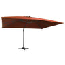 Cantilever Garden Parasol With Led Lights And Aluminium Pole 400X300 Cm Azure