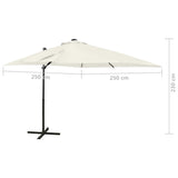 Cantilever Garden Parasol With Pole And Led Lights