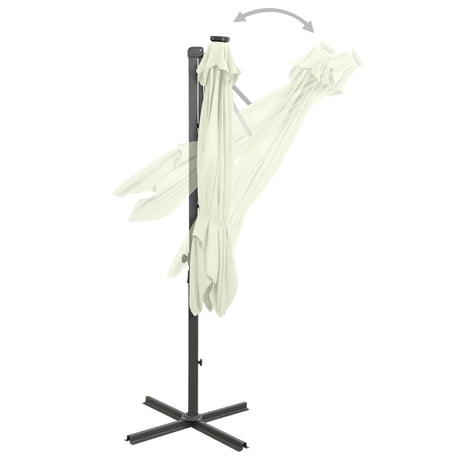 Cantilever Garden Parasol With Pole And Led Lights