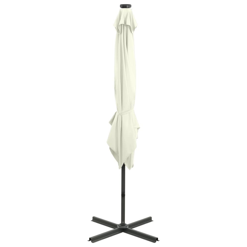 Cantilever Garden Parasol With Pole And Led Lights