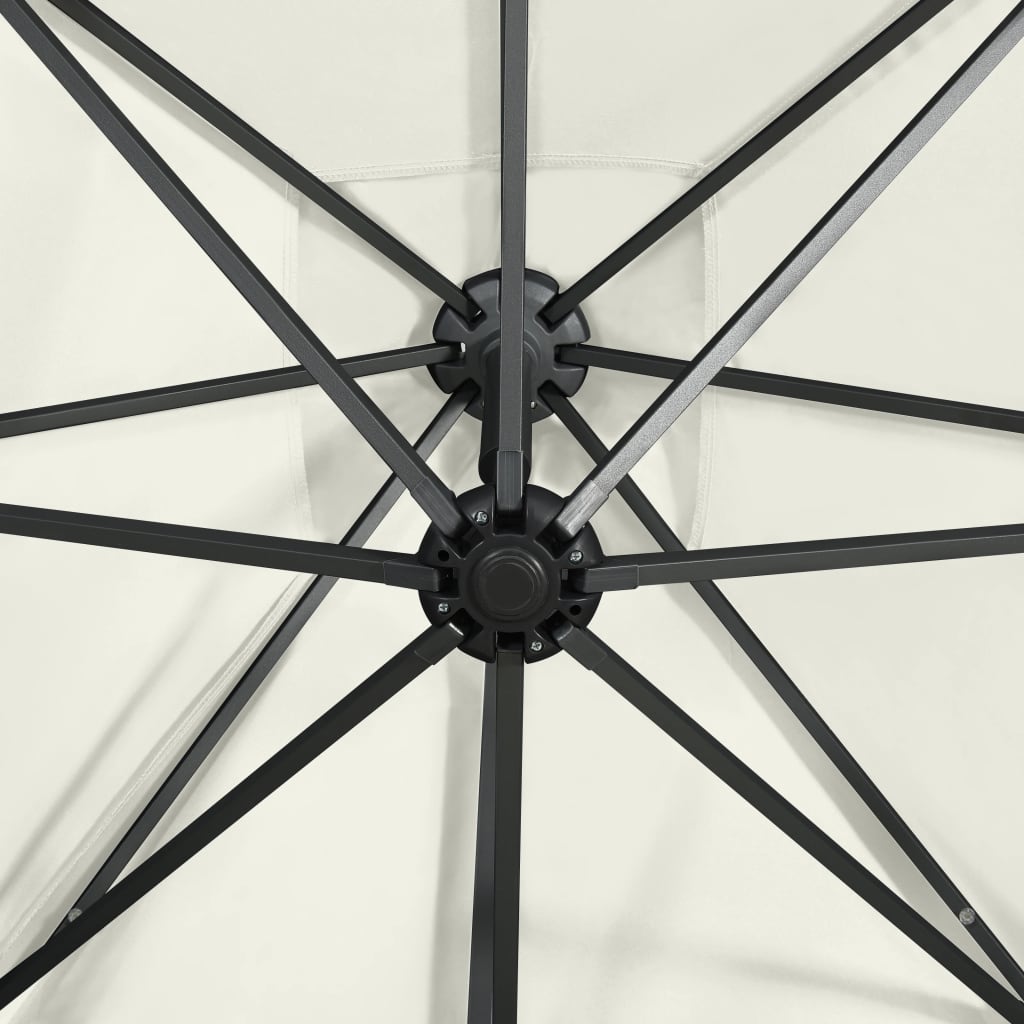 Cantilever Garden Parasol With Pole And Led Lights