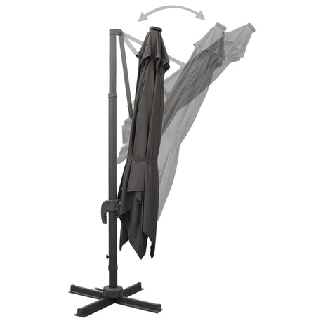 Cantilever Garden Parasol With Pole And Led Lights 300 Cm