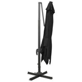 Cantilever Garden Parasol with Pole and LED Lights Black 300 cm