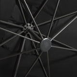 Cantilever Garden Parasol with Pole and LED Lights Black 300 cm