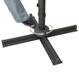 Cantilever Garden Parasol with Pole and LED Lights Black 300 cm