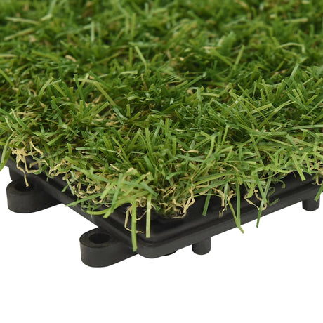 Artificial Grass Tiles 11 Pcs Green 30X30 Cm