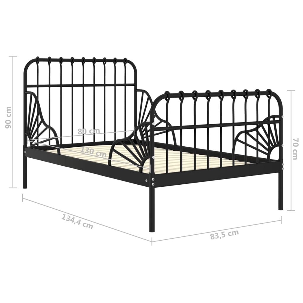 Extendable Bed Frame Without Mattress Metal 80X130/200 Cm