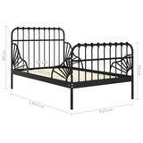 Extendable Bed Frame Without Mattress Metal 80X130/200 Cm