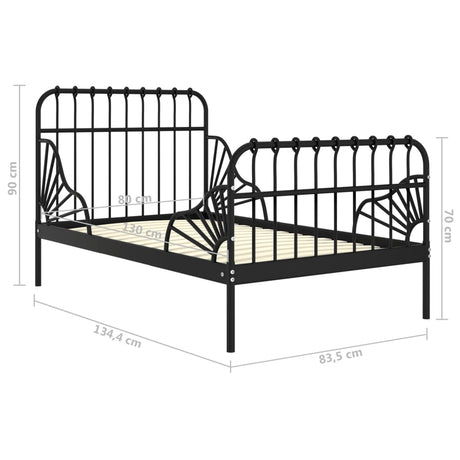 Extendable Bed Frame Without Mattress Metal 80X130/200 Cm