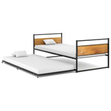 Pull-Out Bed Frame Without Mattress Black Metal 90X200 Cm