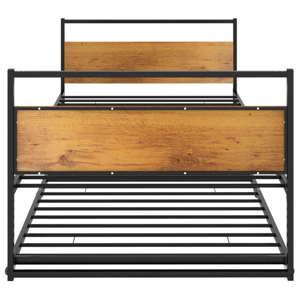 Pull-Out Bed Frame Without Mattress Black Metal 90X200 Cm