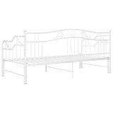 Pull-out Sofa Bed Frame without Mattress White Metal 90x200 cm