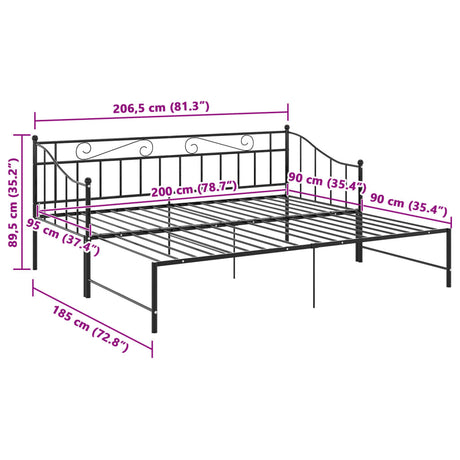 Pull-Out Sofa Bed Frame Without Mattress Metal 90X200 Cm