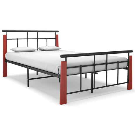 Bed Frame Without Mattress Metal And Solid Oak Wood