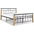 Bed Frame Without Mattress Metal And Solid Oak Wood