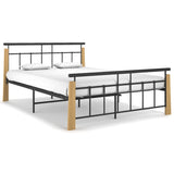 Bed Frame Without Mattress Metal And Solid Oak Wood