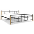 Bed Frame Without Mattress Metal And Solid Oak Wood