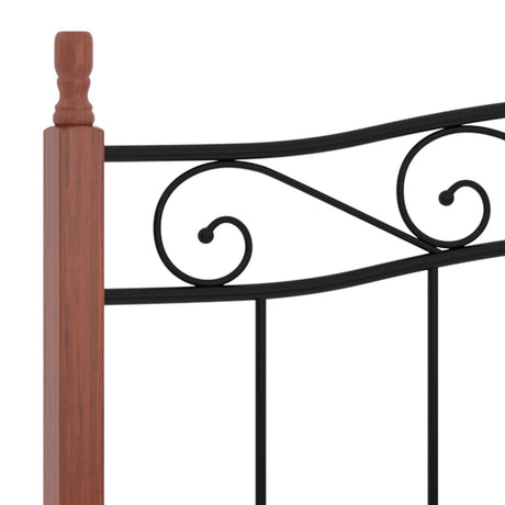 Bed Frame Without Mattress Black Metal&Solid Oak Wood
