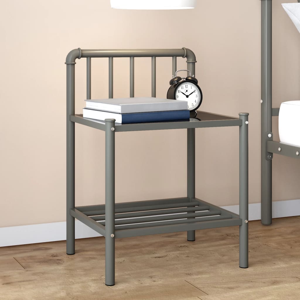 Bedside Cabinet White&Transparent 45X34.5X62.5 Cm Metal & Glass