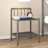 Bedside Cabinet White&Transparent 45X34.5X62.5 Cm Metal & Glass