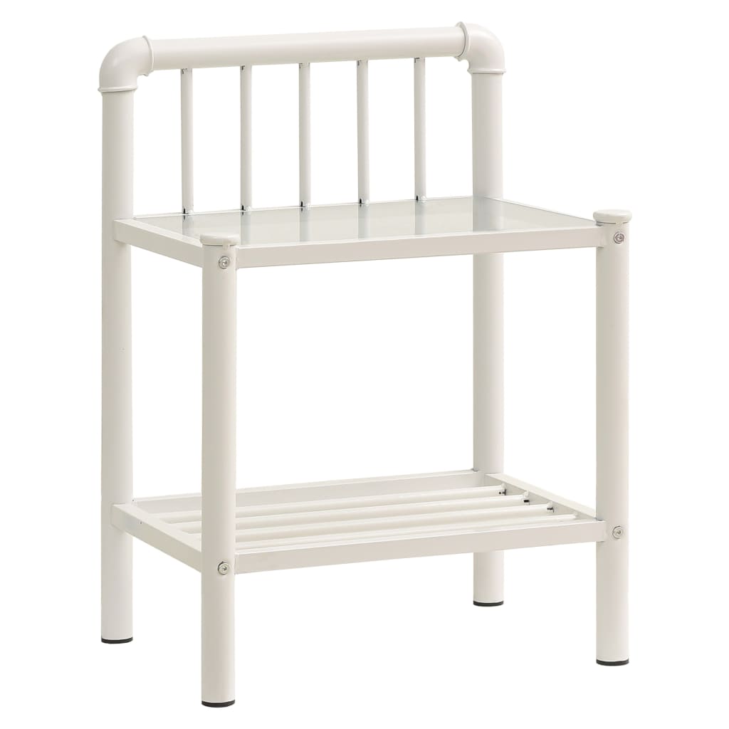 Bedside Cabinet White&Transparent 45X34.5X62.5 Cm Metal & Glass