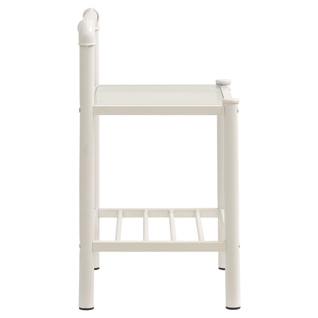 Bedside Cabinet White&Transparent 45X34.5X62.5 Cm Metal & Glass