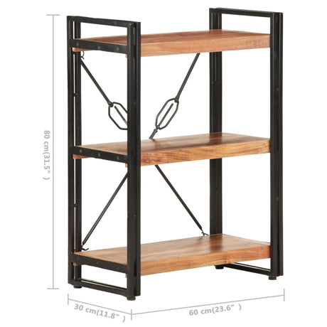 3-Tier Bookcase 60X30X Solid Acacia Wood