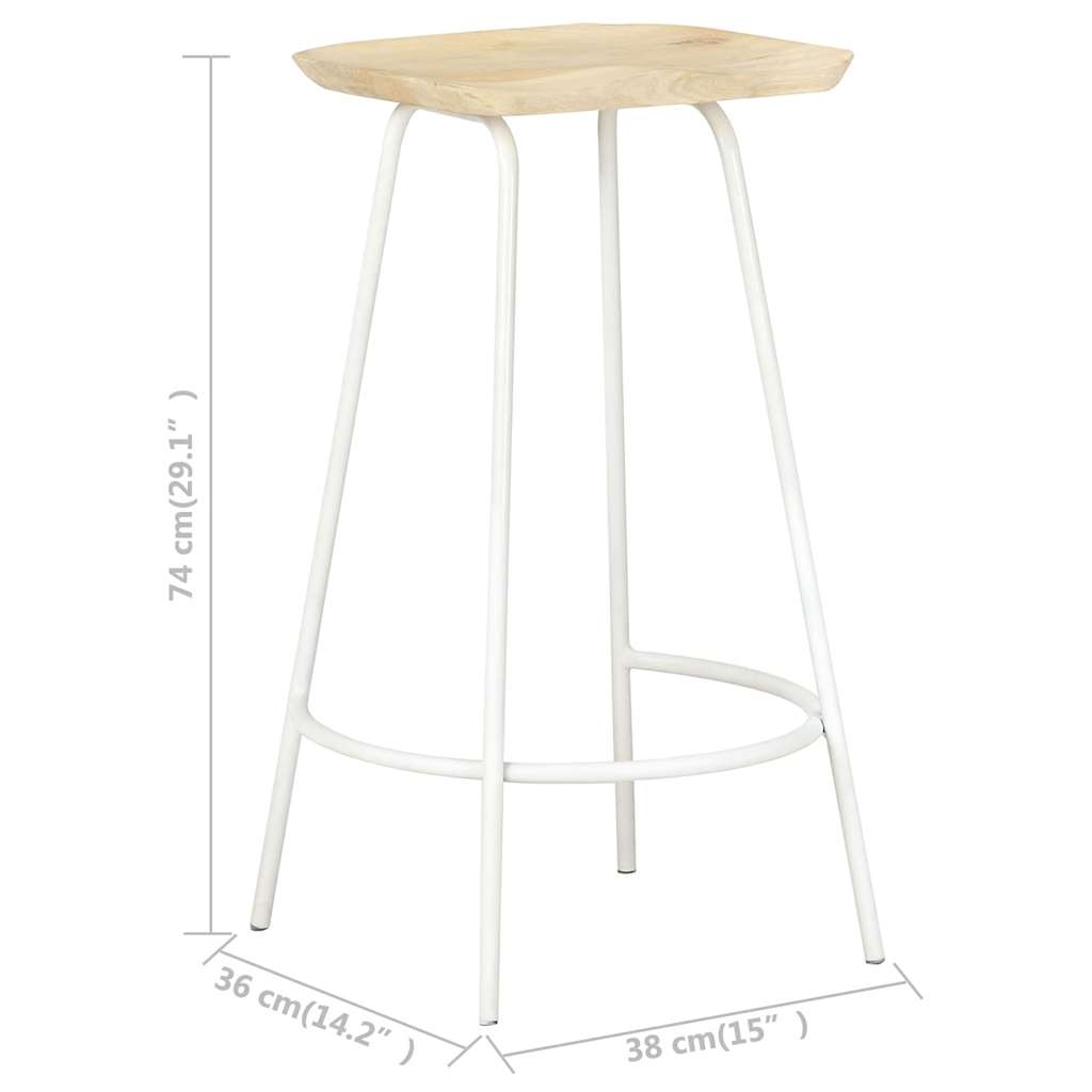 Bar Stools 2 Pcs Solid Mango Wood