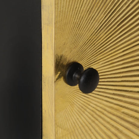 Bedside Cabinet With Brass Front 40X30X50 Cm Solid Mango Wood