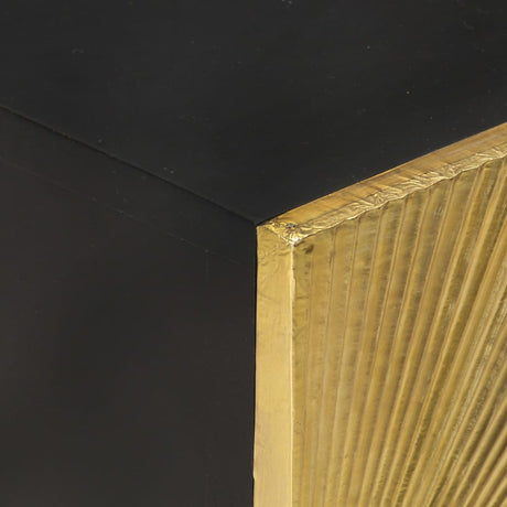 Bedside Cabinet With Brass Front 40X30X50 Cm Solid Mango Wood