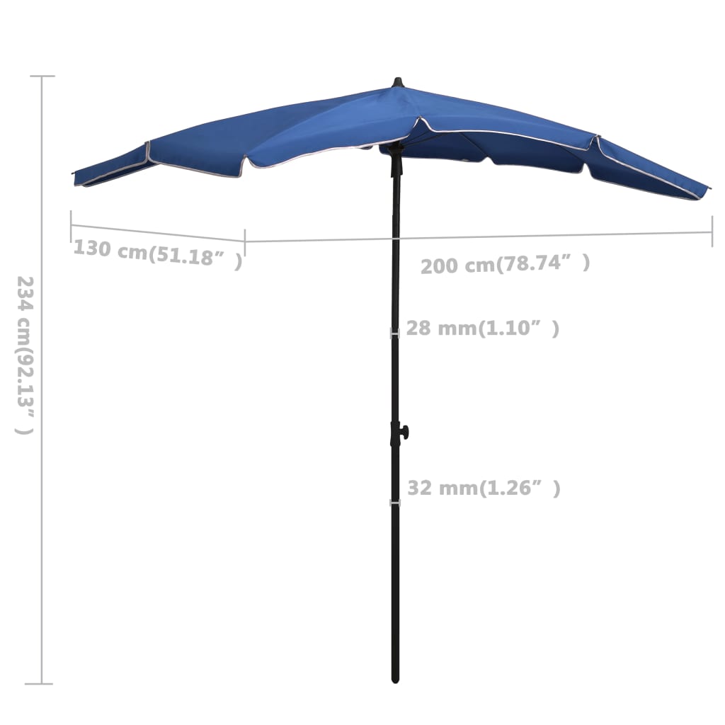 Garden Parasol With Pole 200X130 Cm