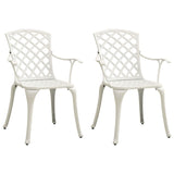 Garden Chairs 2 pcs Cast Aluminium White