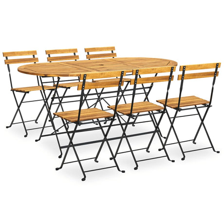 9 Piece Folding Outdoor Dining Set Solid Acacia Wood