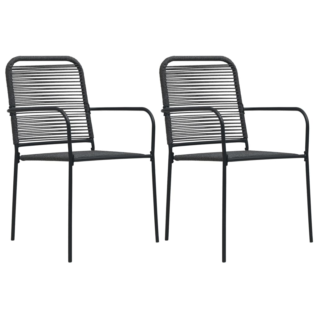 3 Piece Garden Dining Set Cotton Rope And Steel Black