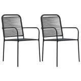 3 Piece Garden Dining Set Cotton Rope And Steel Black
