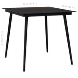 3 Piece Garden Dining Set Cotton Rope And Steel Black