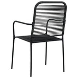 7 Piece Garden Dining Set Cotton Rope And Steel Black