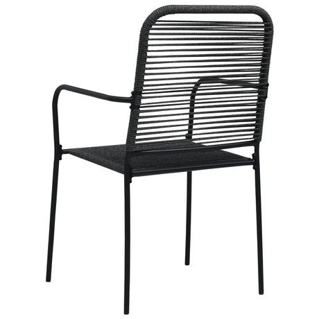 7 Piece Garden Dining Set Cotton Rope And Steel Black
