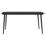 7 Piece Garden Dining Set Cotton Rope And Steel Black