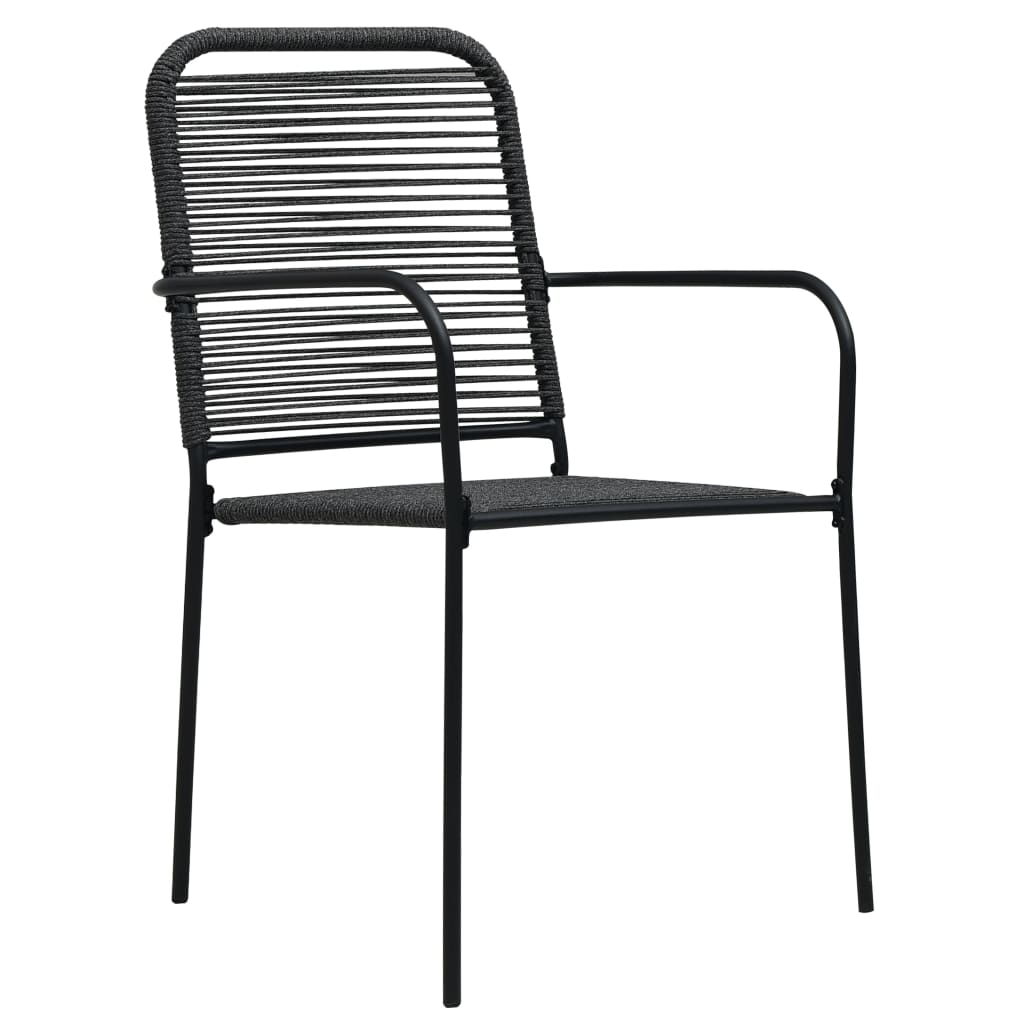 7 Piece Garden Dining Set Cotton Rope And Steel Black