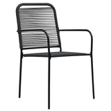 7 Piece Garden Dining Set Cotton Rope And Steel Black