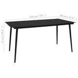 7 Piece Garden Dining Set Cotton Rope And Steel Black
