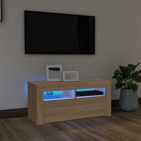 Tv Cabinet With Led Lights 90X35X40 Cm