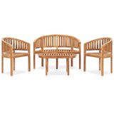 3 Piece Banana Garden Lounge Set Solid Teak Wood